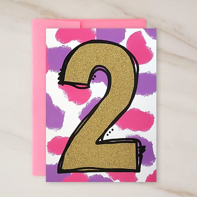 2 Year Old Blank Birthday Card - contact