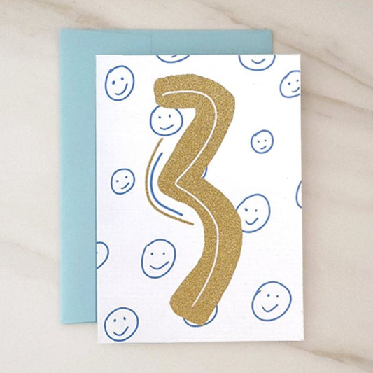 3 Year Old Blank Birthday Card - contact