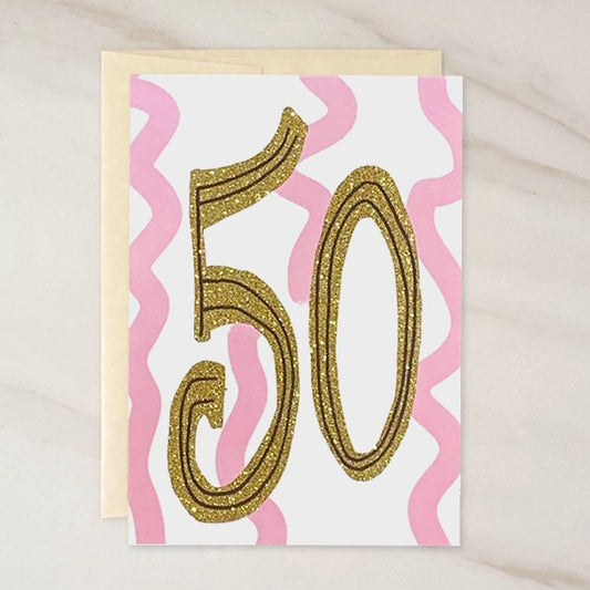 NUMBERS COLLECTION - 50 Year Old Blank Birthday Card - 3 PACK - contact
