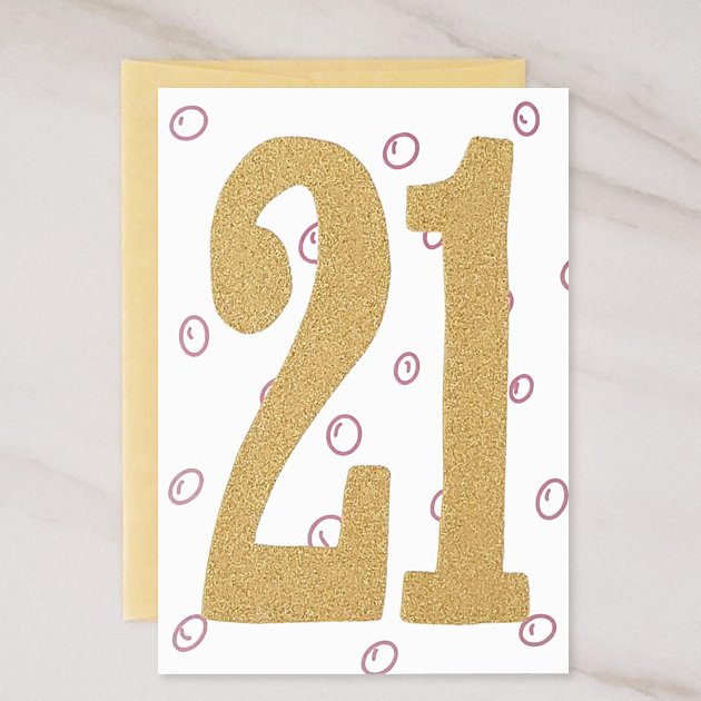 21 Year Old Blank Birthday Card - contact