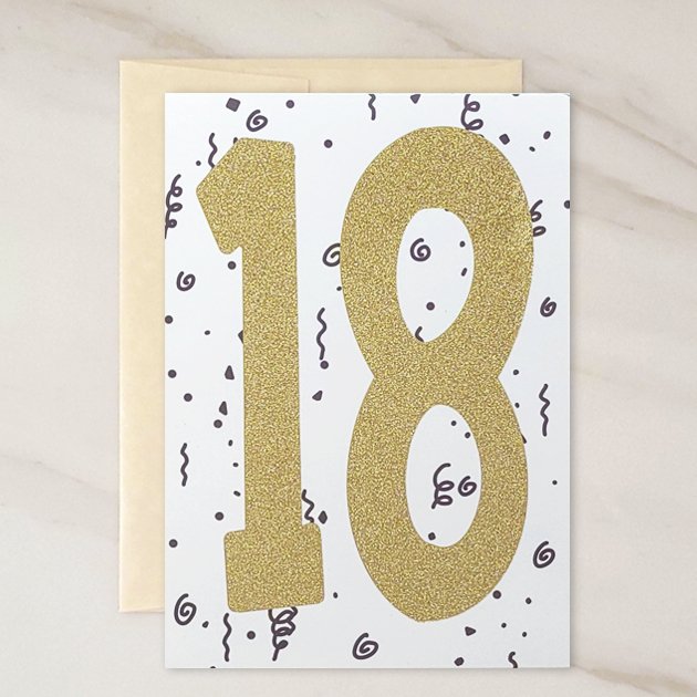 NUMBERS COLLECTION - 18 Year Old Blank Birthday Card - 3 PACK - contact
