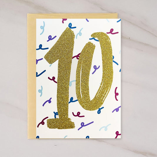 NUMBERS COLLECTION - 10 Year Old Blank Birthday Card