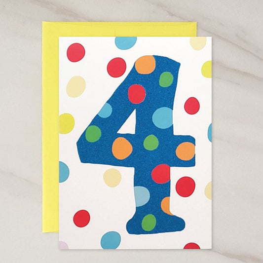 4 Year Old Blank Birthday Card - contact