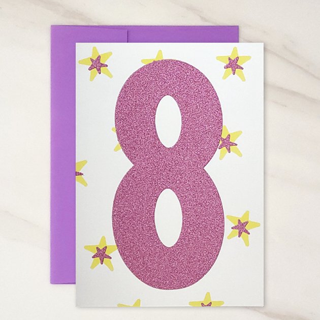 NUMBERS COLLECTION - 8 Year Old Blank Birthday Card - 3 PACK - contact