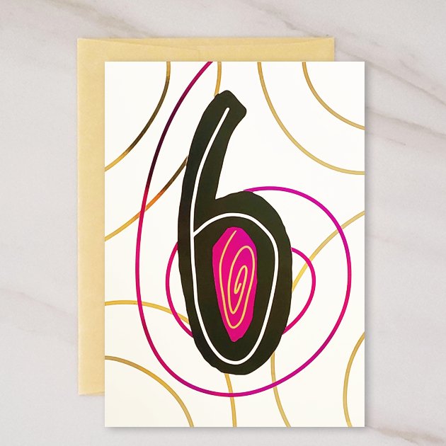 6 Year Old Blank Birthday Card - contact
