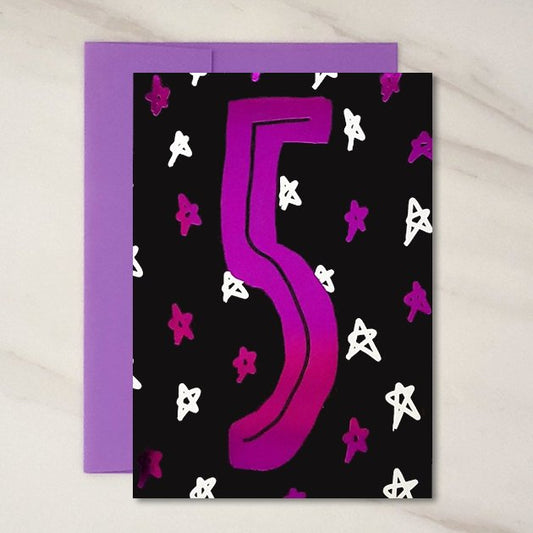 5 Year Old Blank Birthday Card - contact