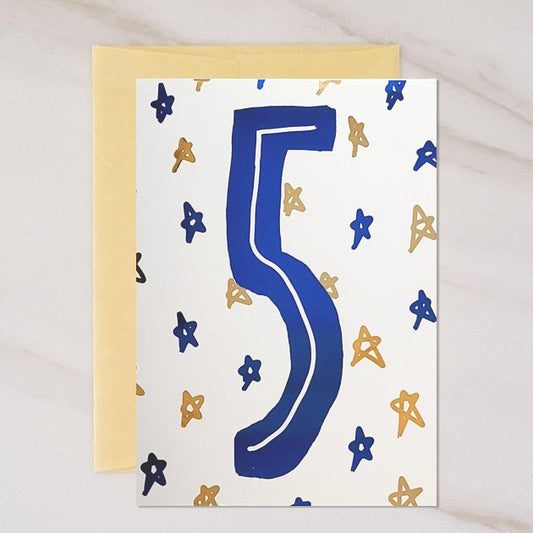 5 Year Old Blank Birthday Card - contact