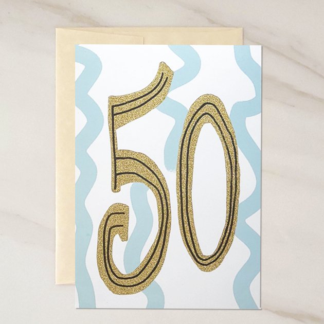 NUMBERS COLLECTION - 50 Year Old Blank Birthday Card - 3 PACK - contact